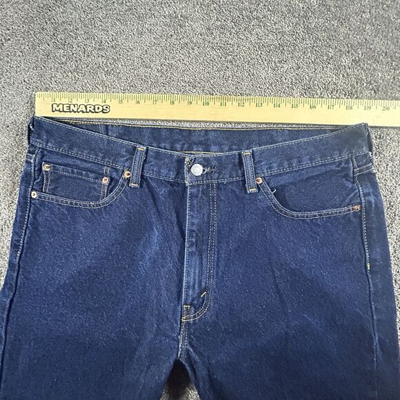 Levis 505 Jeans Mens 38x25 Hemmed Blue Denim Regular Fit Straight Leg Dark - Picture 10 of 16